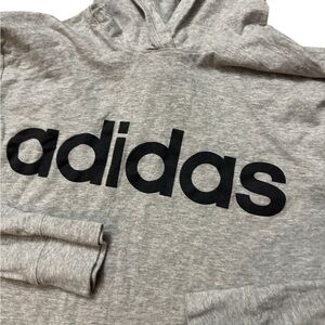 Adidas Youth Boys Gray Lightweight Hoodie Size Large 14/16 Adidas Spell Out Logo